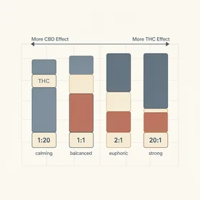 THC CBD ratio products comparison